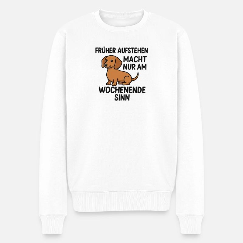 Chien avec dicton Week-end - Pull Premium bio Homme - blanc