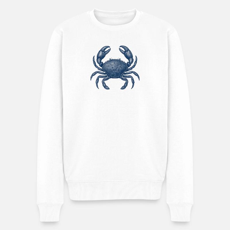 Detaillierte blaue Krabbe Illustration - Männer Premium Bio Pullover - Weiß