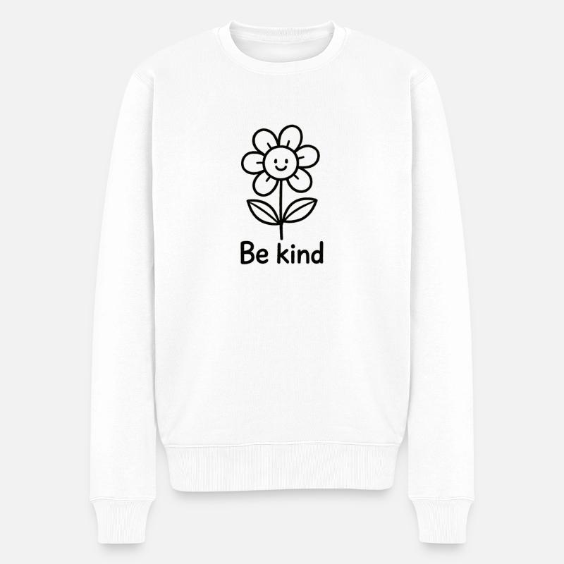 Fröhliche Blume mit Botschaft - Männer Premium Bio Pullover - Weiß