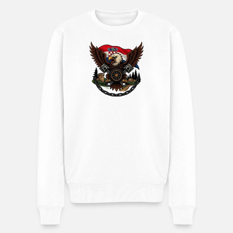 Kroatischer Kaiserlicher Kreuzfahreradler - Männer Premium Bio Pullover - Weiß
