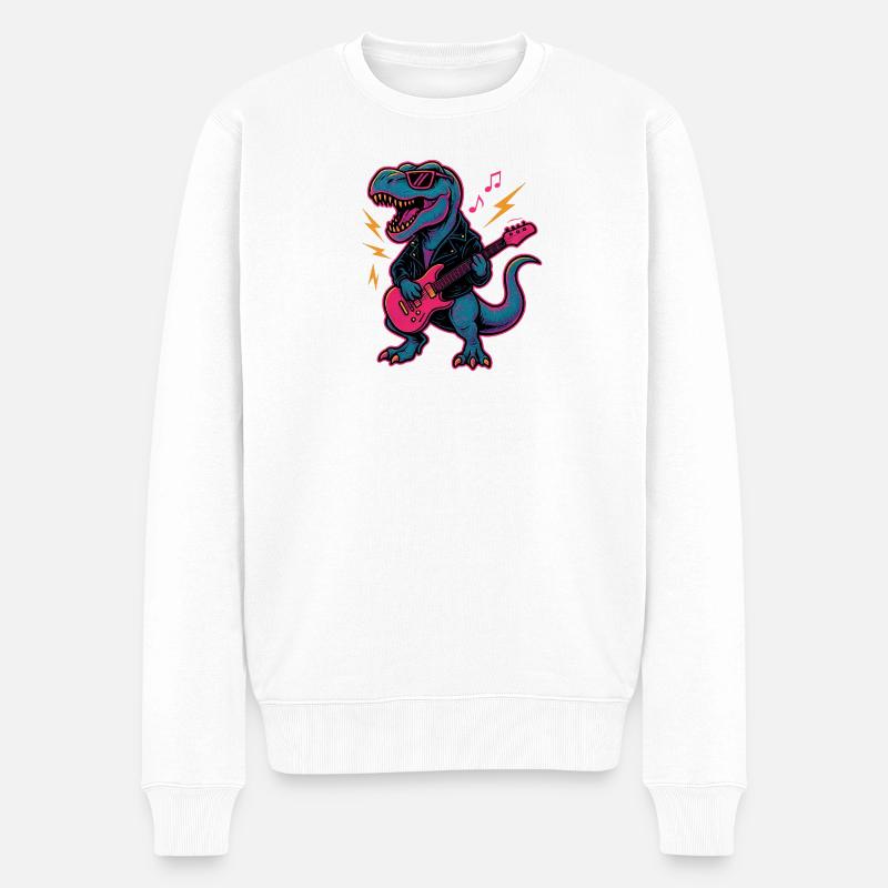 Rock Dino - Männer Premium Bio Pullover - Weiß