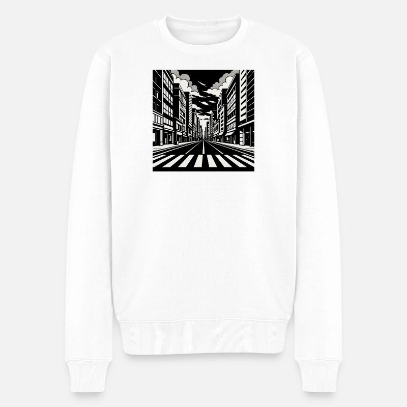 Urban Street Perspective – Black & White Art - Männer Premium Bio Pullover - Weiß