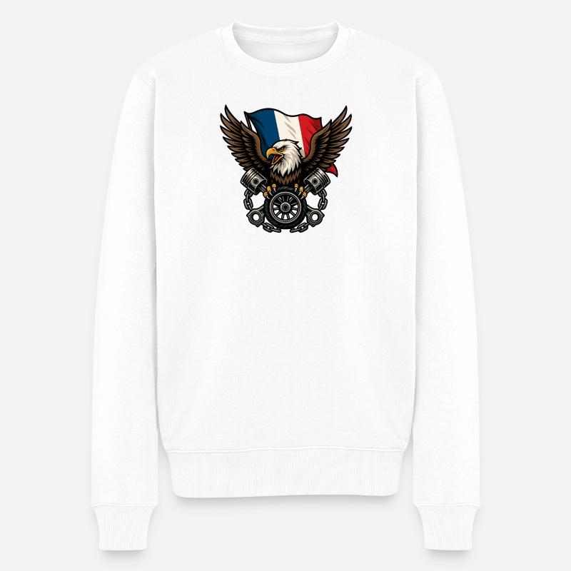 Aigle français avec drapeau  - Pull Premium bio Homme - blanc