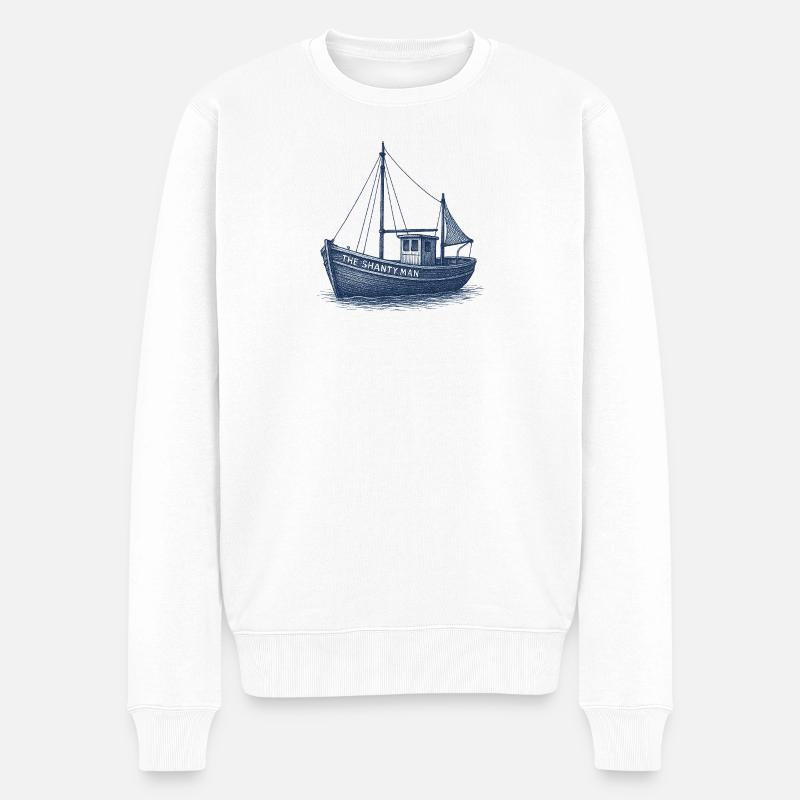 Das Shanty Man Nautical Boat Design - Männer Premium Bio Pullover - Weiß