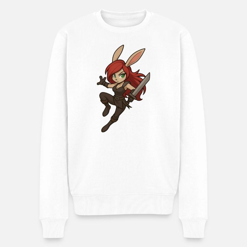 Kata-Toni-Bunny - Männer Premium Bio Pullover - Weiß