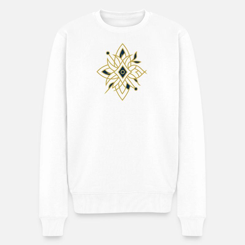 Avi Collection – Elite Geometry Emblem - Männer Premium Bio Pullover - Weiß