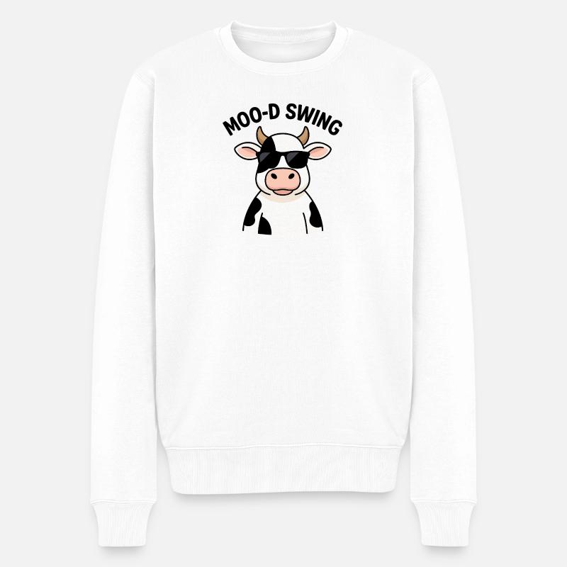 Schicke Kuh mit Sonnenbrille Illustration - Männer Premium Bio Pullover - Weiß