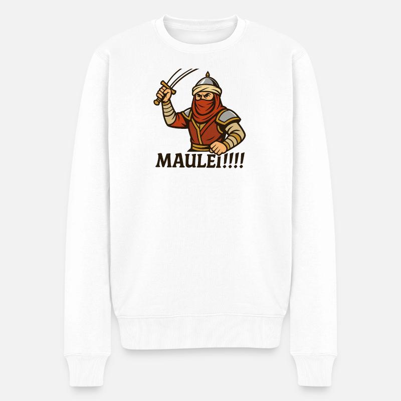 Arabischer Krieger – „Maulei!!!“ - Männer Premium Bio Pullover - Weiß