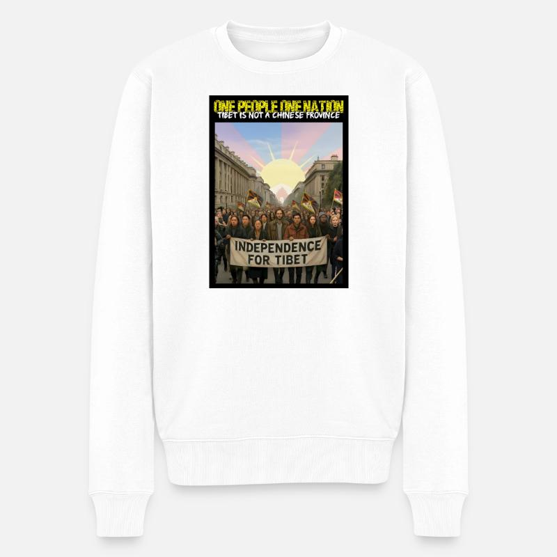 Protest gegen die Unabhängigkeit Tibets - Männer Premium Bio Pullover - Weiß
