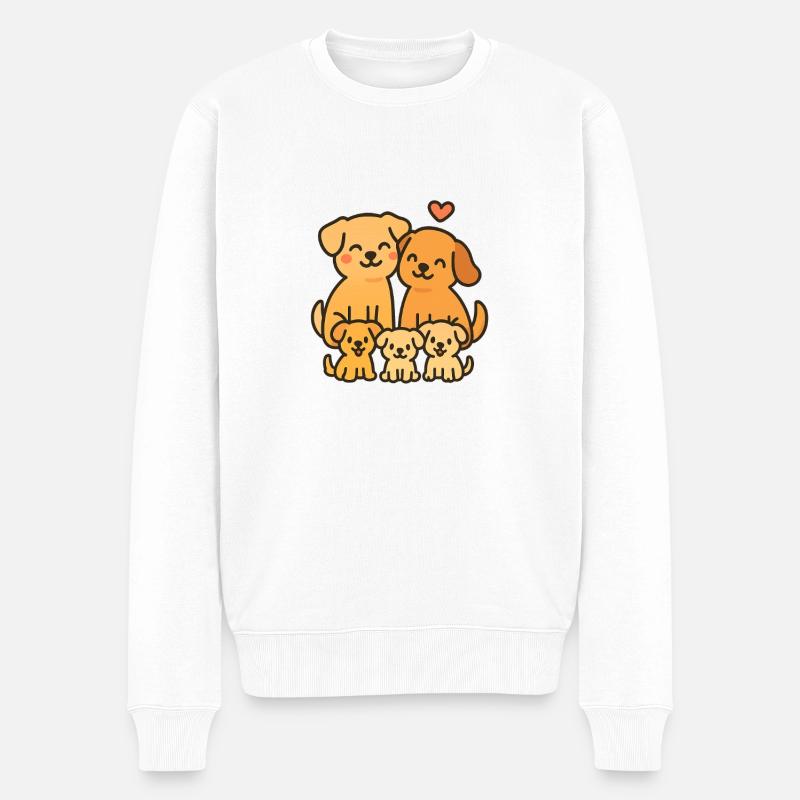 Verspielte Hundefamilie Illustration - Männer Premium Bio Pullover - Weiß
