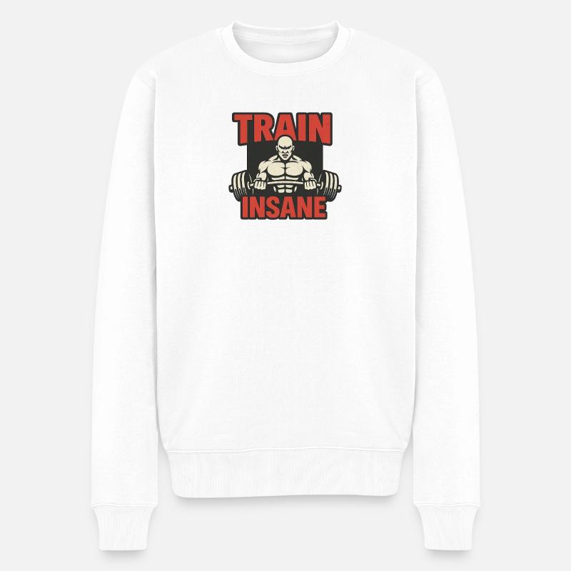 Train Insane Kraftsymbol Design - Männer Premium Bio Pullover - Weiß