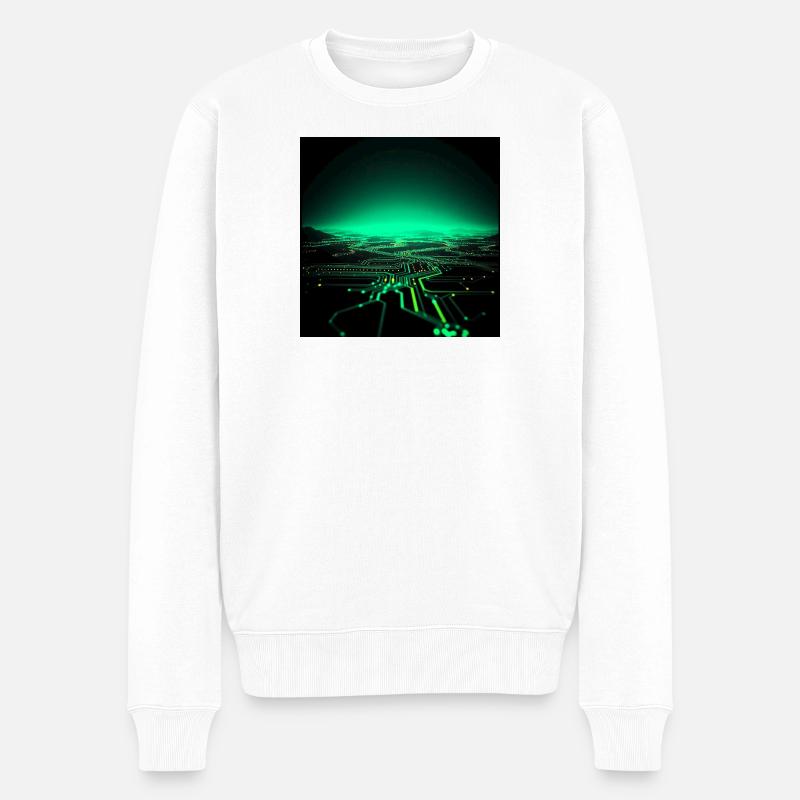Neon Tech City Skyline - Pull Premium bio Homme - blanc
