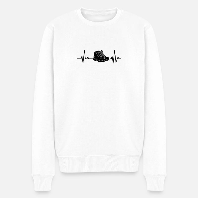 Battement de cœur de l’aventure - Pull Premium bio Homme - blanc