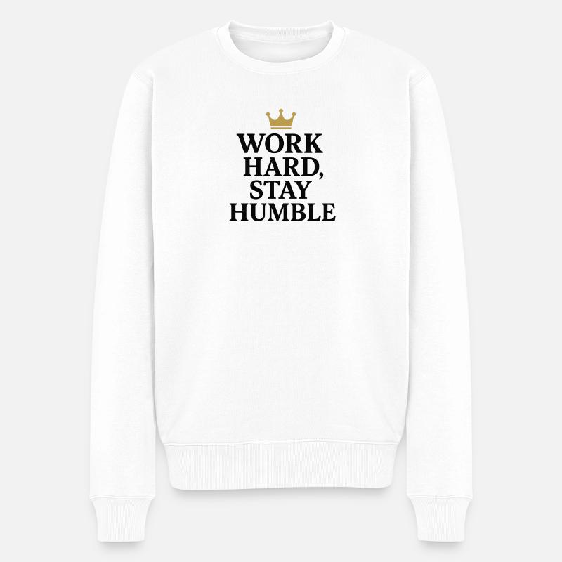 Motivierendes Zitat mit Krone - Männer Premium Bio Pullover - Weiß