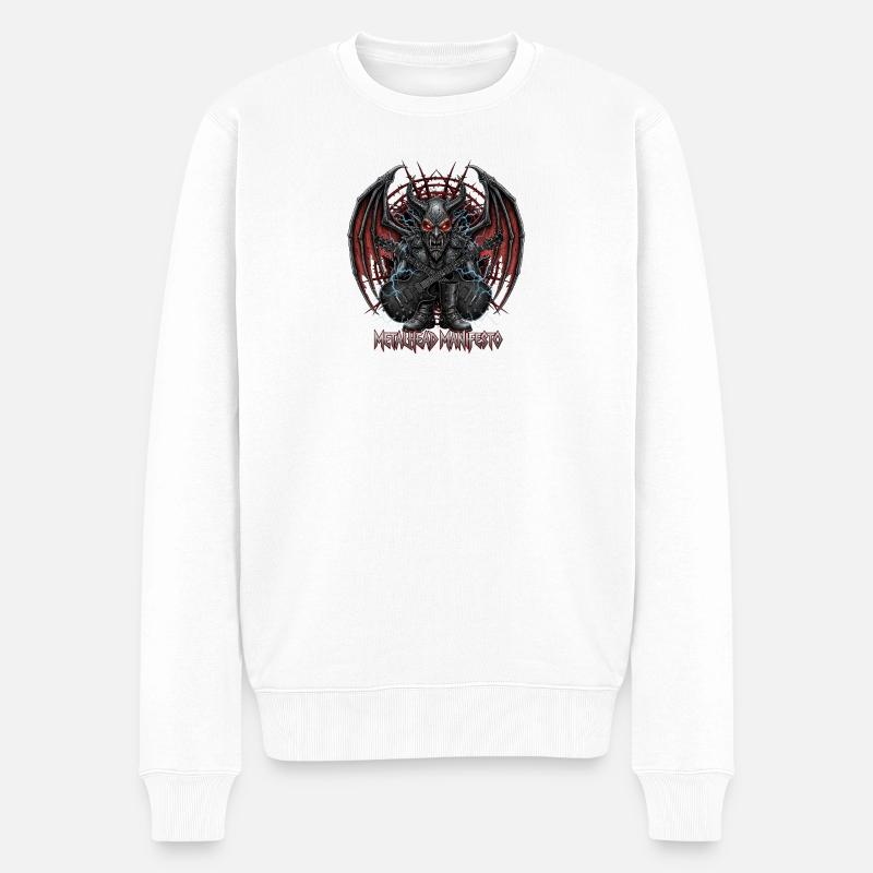 Dämonischer Gitarrist mit Flügeln - Männer Premium Bio Pullover - Weiß