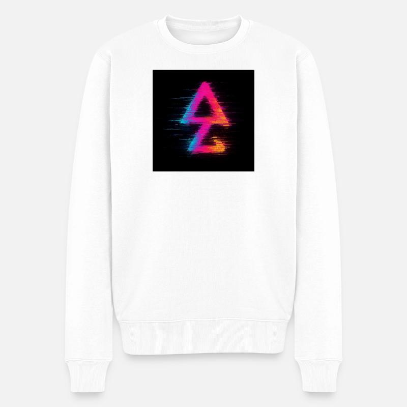 Néon Glitch Triangle Aura - Pull Premium bio Homme - blanc