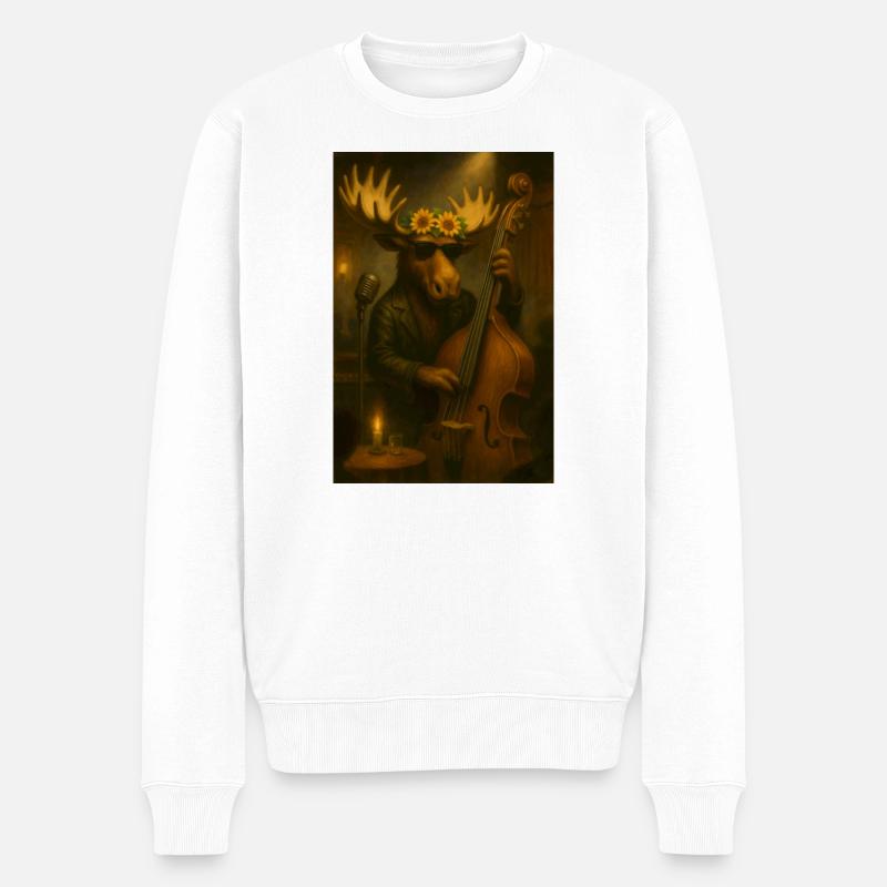 Coole Elchmusiker auf der Bühne - Männer Premium Bio Pullover - Weiß