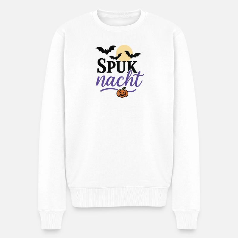 Spuknacht Halloween Design - Männer Premium Bio Pullover - Weiß