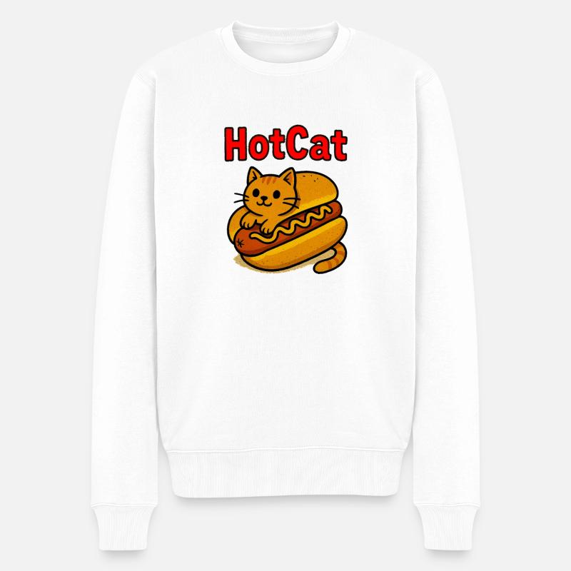 Beheizte Katze Hot Dog Illustration - Männer Premium Bio Pullover - Weiß