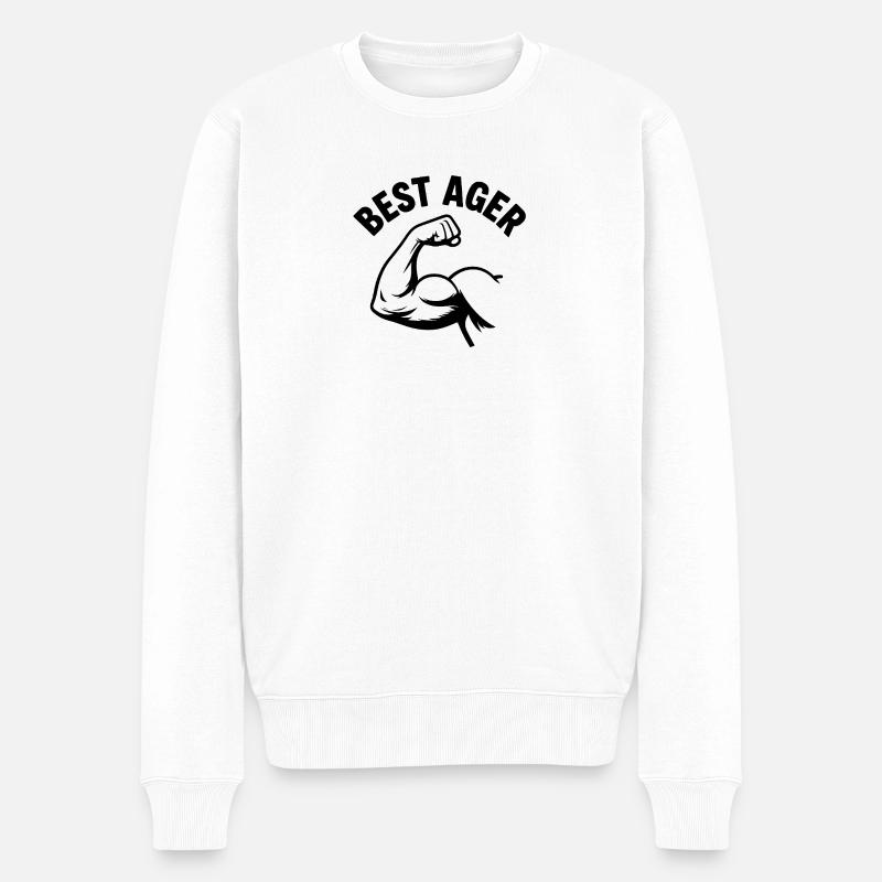 Starker Best Ager - Männer Premium Bio Pullover - Weiß