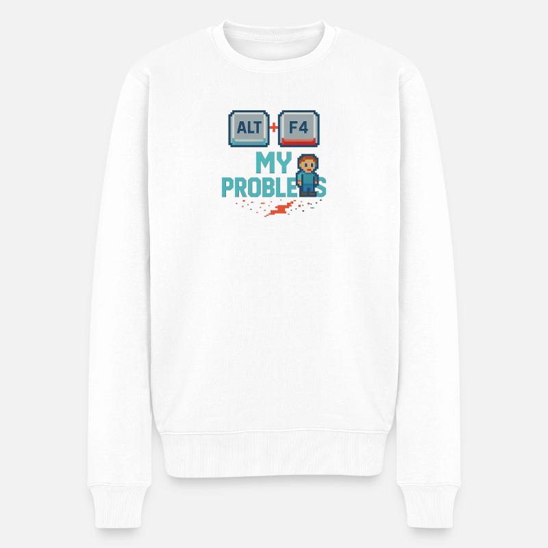 Alt + F4 My Problems - Männer Premium Bio Pullover - Weiß