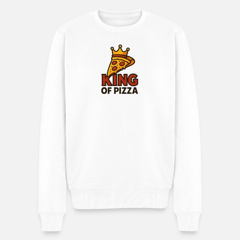 Roi de la pizza avec couronne - Pull Premium bio Homme - blanc