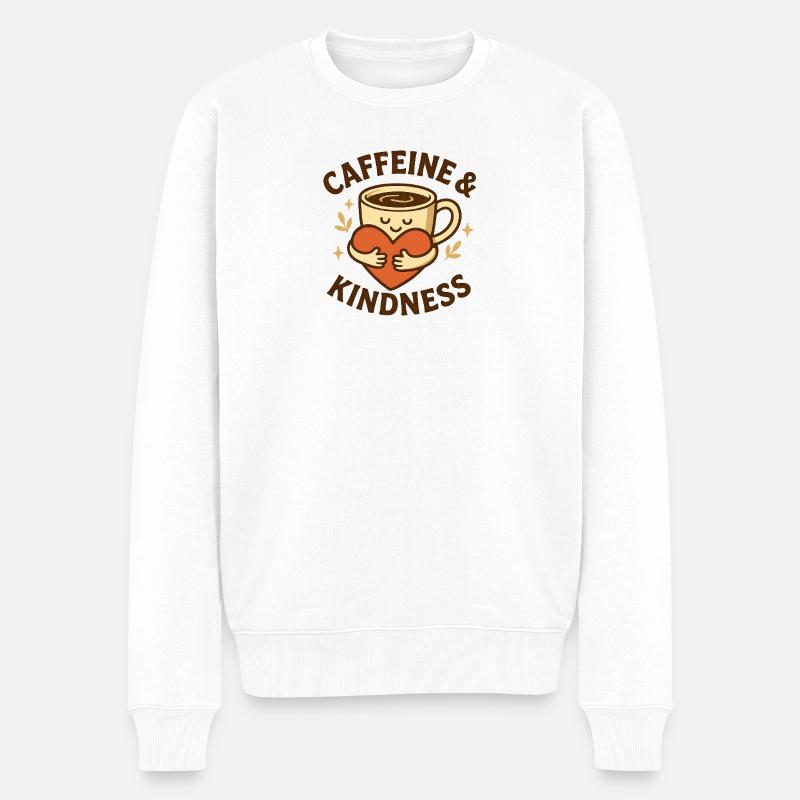 Caffeine and kindness - Männer Premium Bio Pullover - Weiß