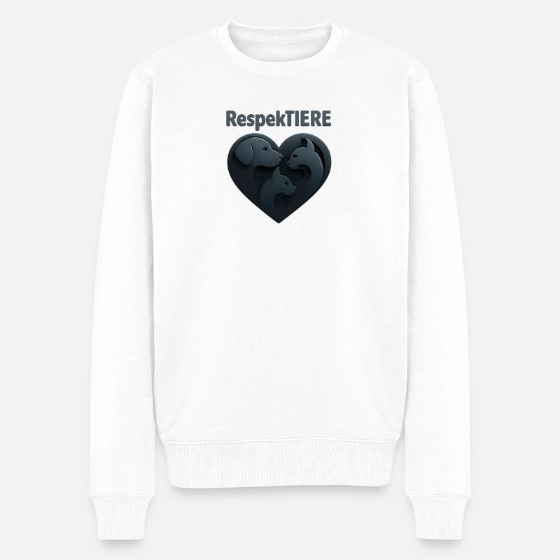 Respektierende Tierliebe Illustration - Männer Premium Bio Pullover - Weiß