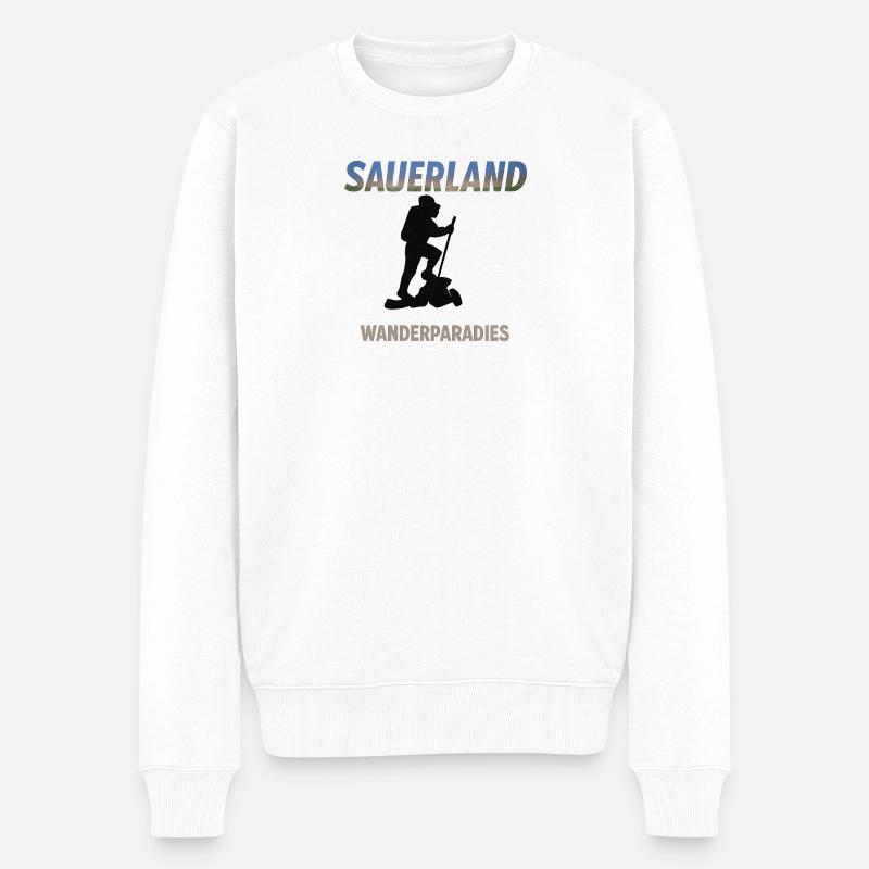 Sauerland Wanderparadies – Outdoor Motiv - Männer Premium Bio Pullover - Weiß