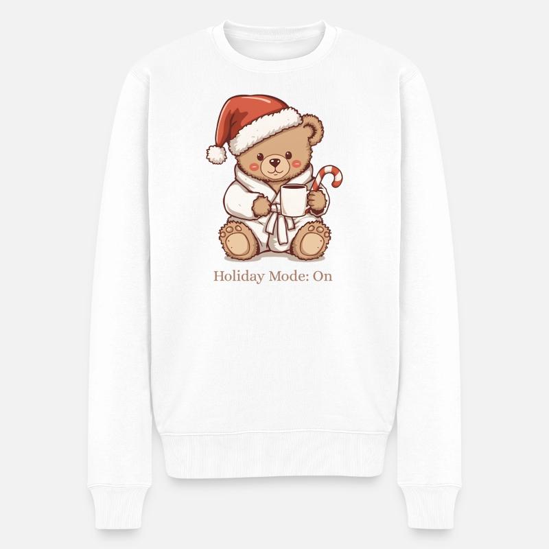 Cozy Teddy Xmas – Mode vacances : Activé - Pull Premium bio Homme - blanc