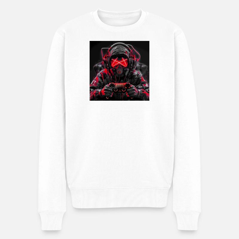 Cyberpunk Gamer - Männer Premium Bio Pullover - Weiß