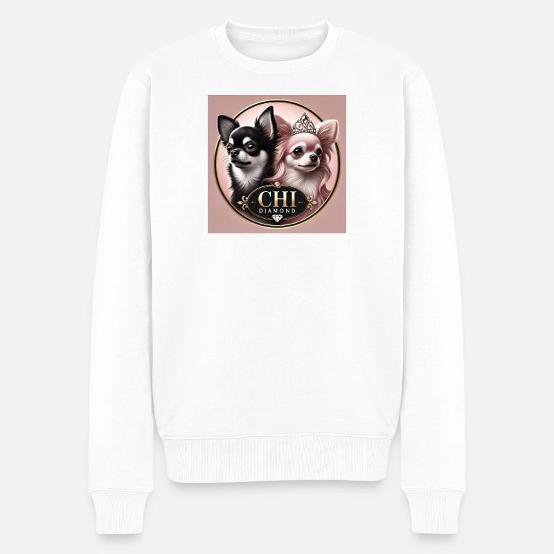 Chihuahua Damen T-Shirt mit Tiara-Design - Männer Premium Bio Pullover - Weiß