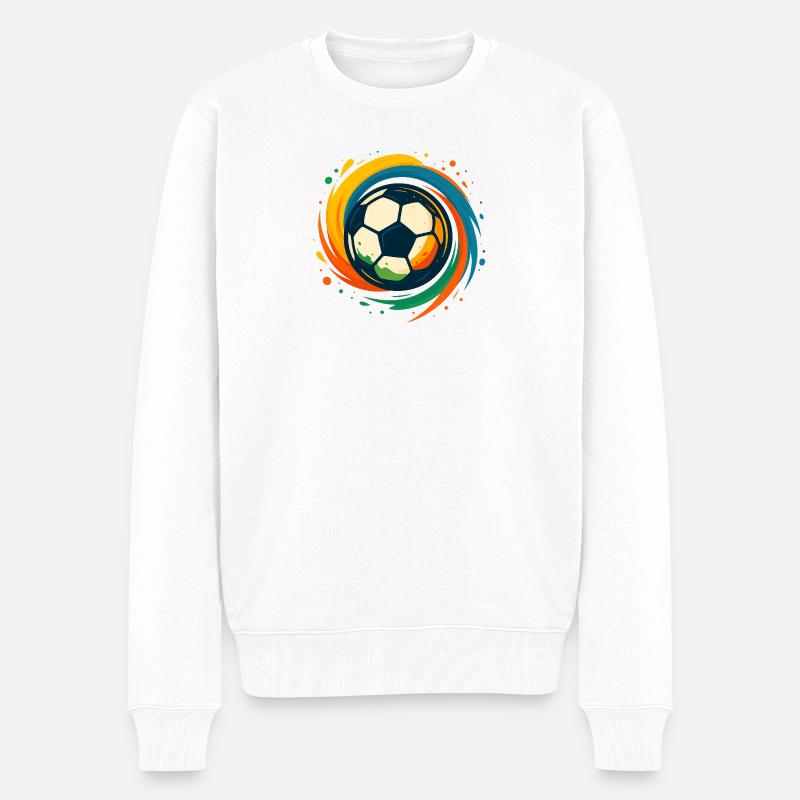 Farbwirbel Fußballkunst - Männer Premium Bio Pullover - Weiß