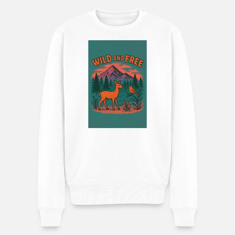 Wild und Frei Naturlandschaft - Männer Premium Bio Pullover - Weiß