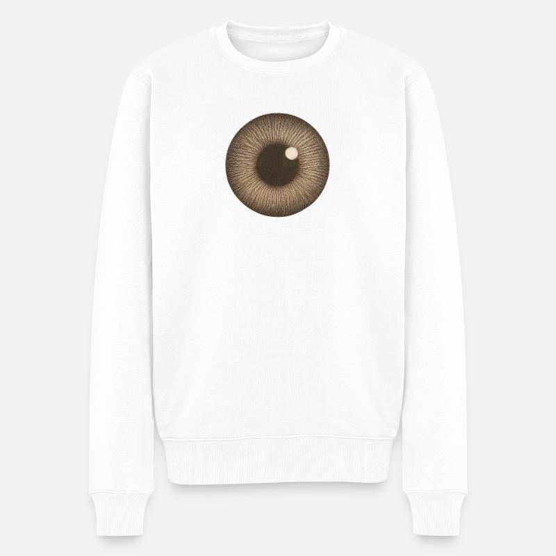 Brauner Iris Nahaufnahme - Männer Premium Bio Pullover - Weiß