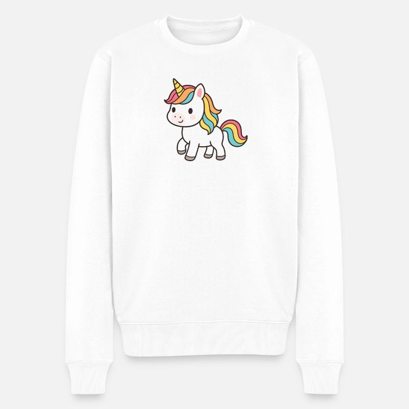 Pastell-Einhorn Traumkollektion - Männer Premium Bio Pullover - Weiß