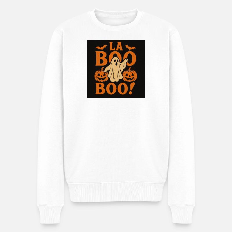 La Boo Boo Halloween Geist - Männer Premium Bio Pullover - Weiß