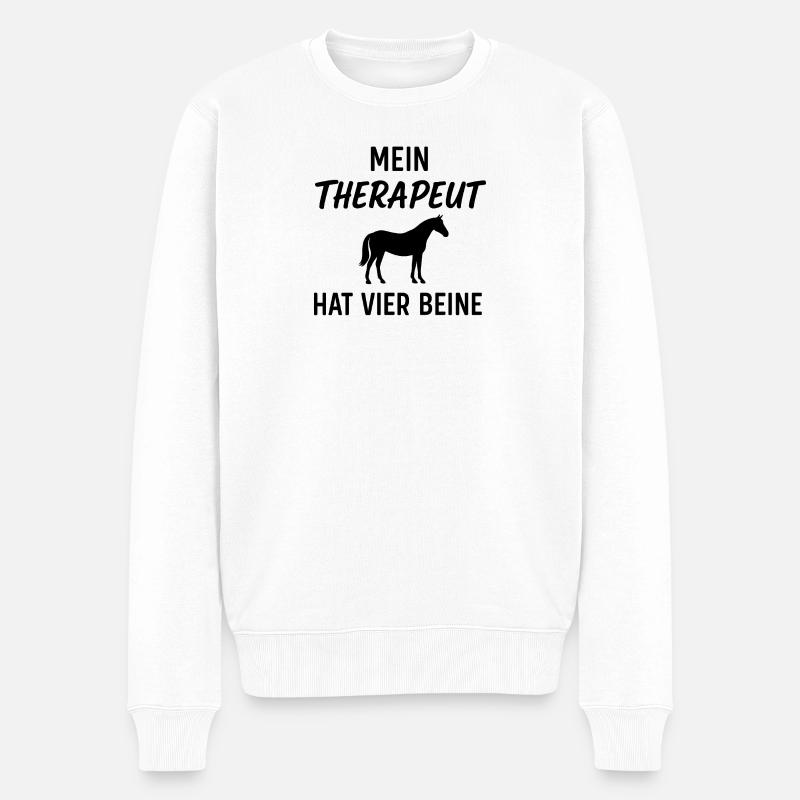 Pferd, lustig, humor - Männer Premium Bio Pullover - Weiß