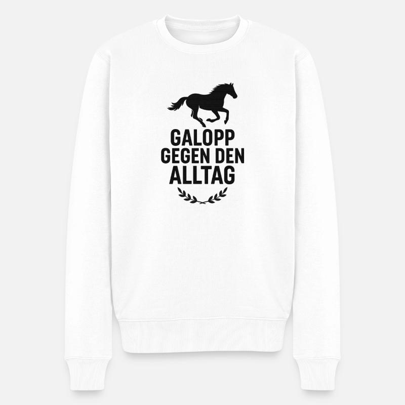 Cheval, galop contre le quotidien - Pull Premium bio Homme - blanc