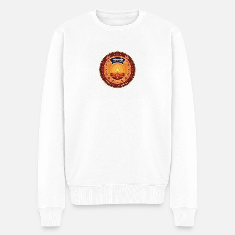 Diwali Lichterfest - Männer Premium Bio Pullover - Weiß