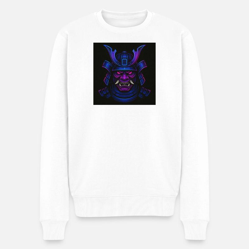 Neon Samurai Maske - Männer Premium Bio Pullover - Weiß