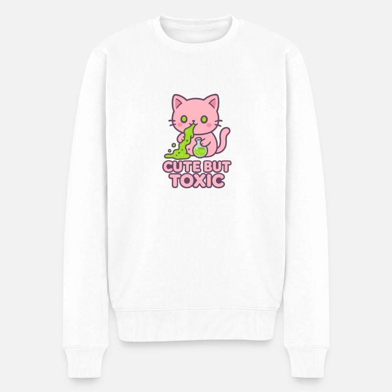 Giftige Kawaii-Katze - Männer Premium Bio Pullover - Weiß