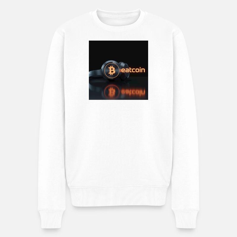 Beatcoin Neon Bitcoin Kopfhörer - Männer Premium Bio Pullover - Weiß