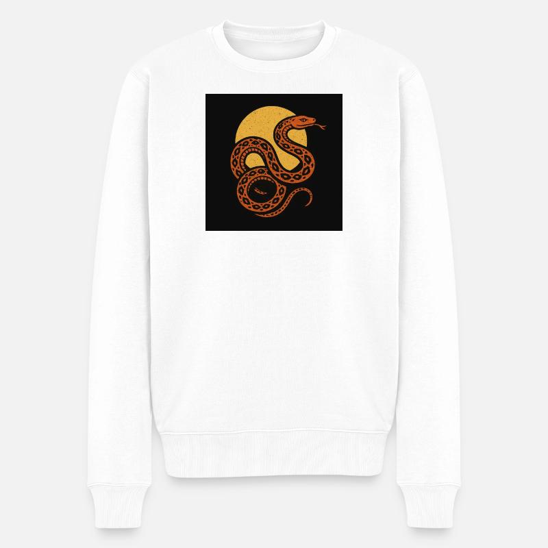 Sonnenschlange vor dunklem Hintergrund - Männer Premium Bio Pullover - Weiß