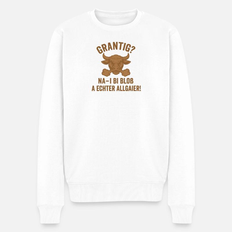 Grantig Bulle Allgäu Spruch - Männer Premium Bio Pullover - Weiß