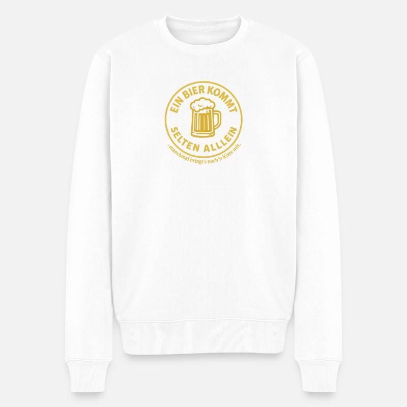 Une bière vient rarement seule - Pull Premium bio Homme - blanc