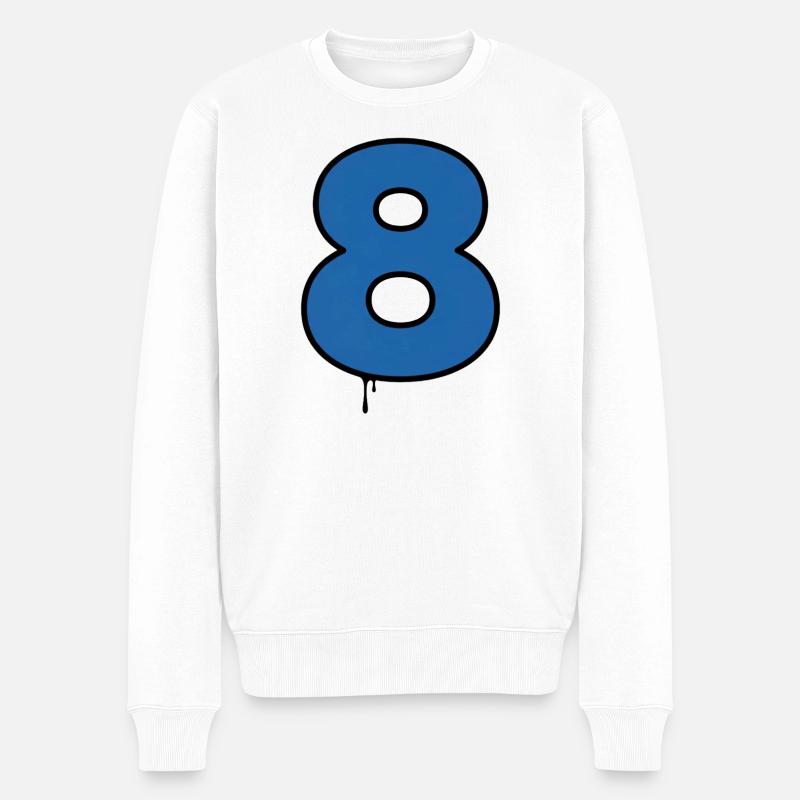 Tropfendes Blaues Acht Design - Männer Premium Bio Pullover - Weiß