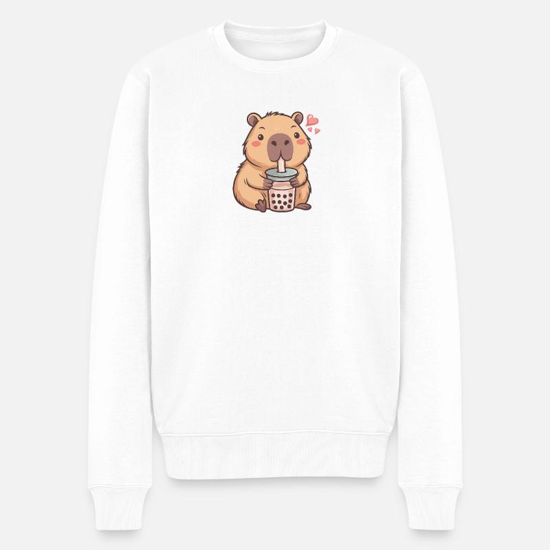 Biber Bubble Tee Charme - Männer Premium Bio Pullover - Weiß