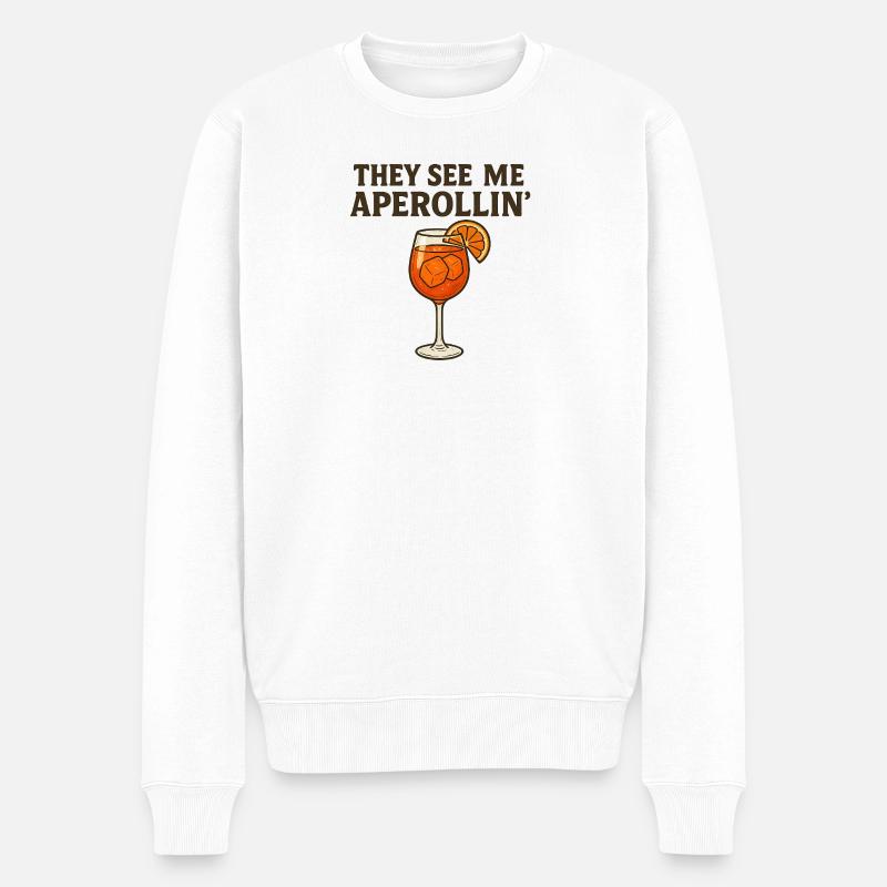 Aperollin Wortspiel Design - Männer Premium Bio Pullover - Weiß