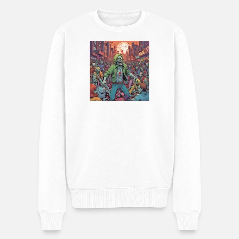 Zombiesturm in der Stadt - Männer Premium Bio Pullover - Weiß
